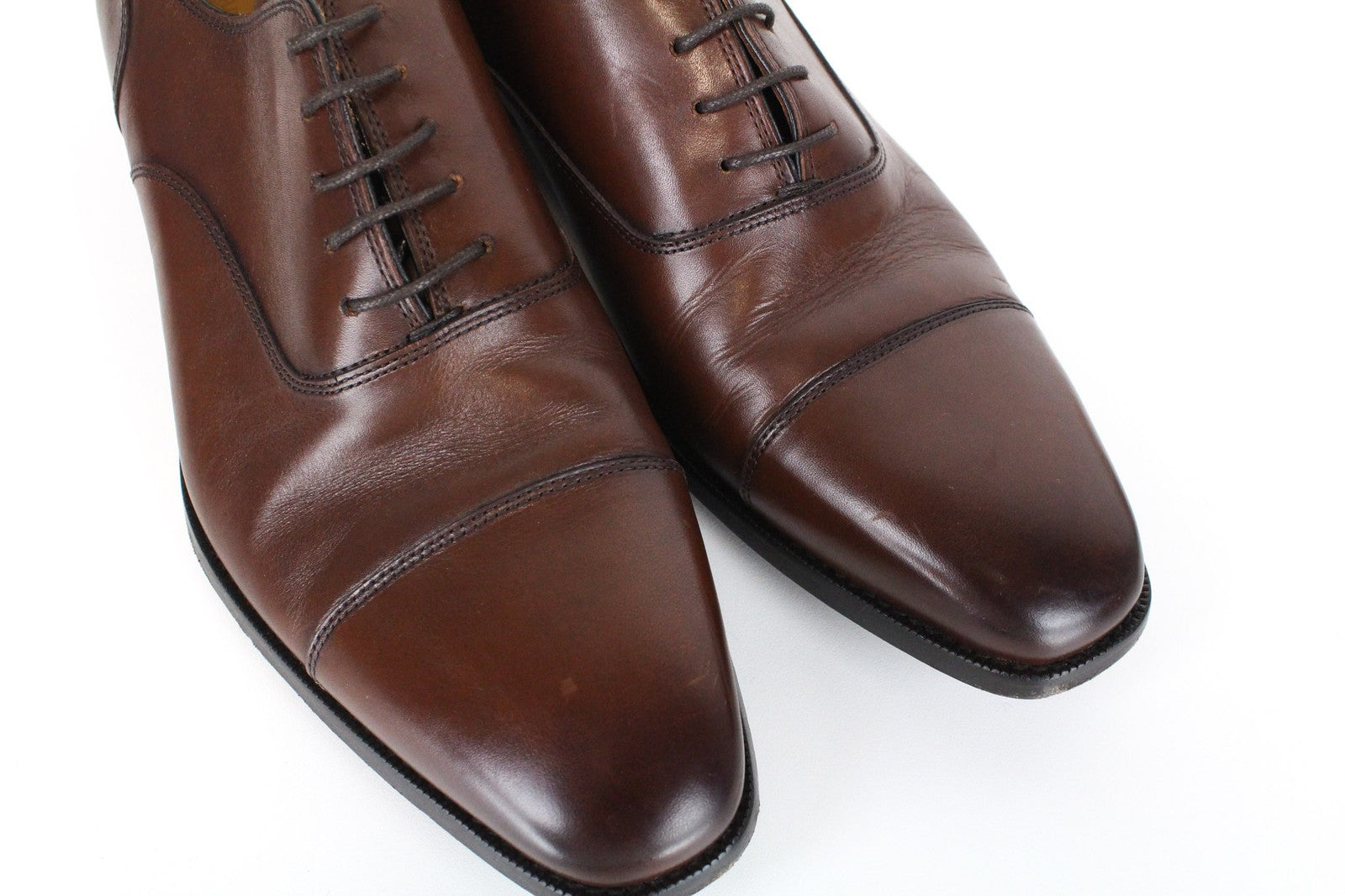 SUITSUPPLY Men Formal Shoes EU43 Mid Brown Calf Leather Derby Classic Lace-Up