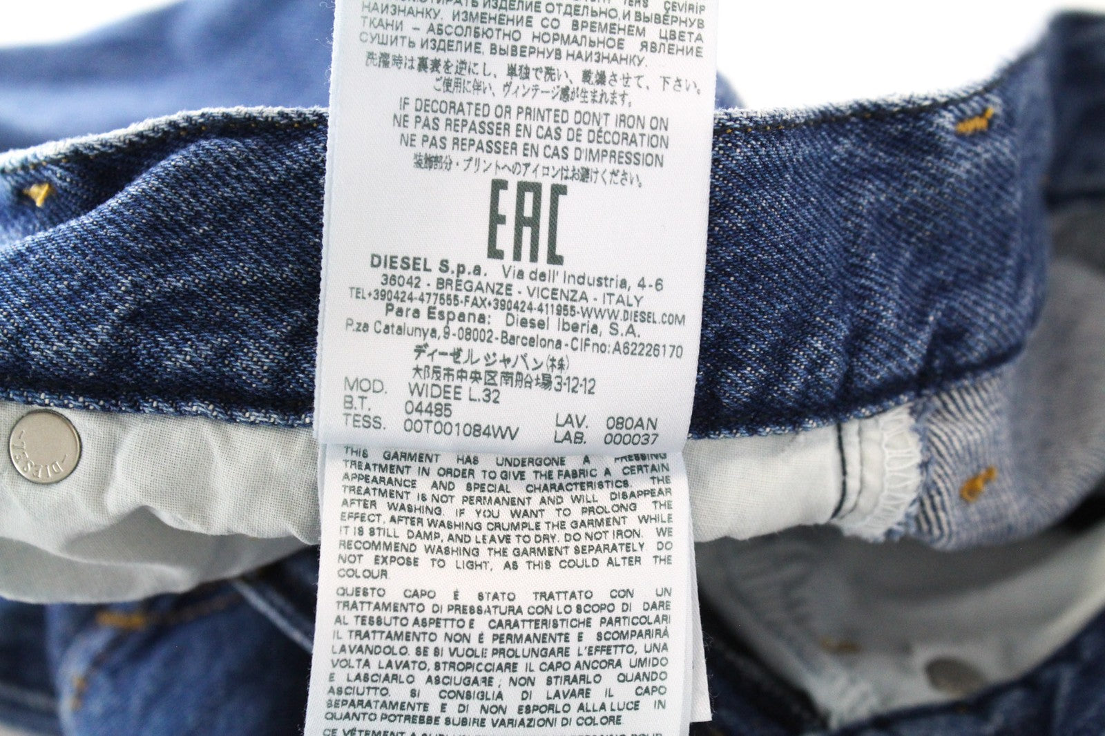 DIESEL Widee 080AN Women Jeans W23/L32 High Waisted Blue Straight Fit Cotton