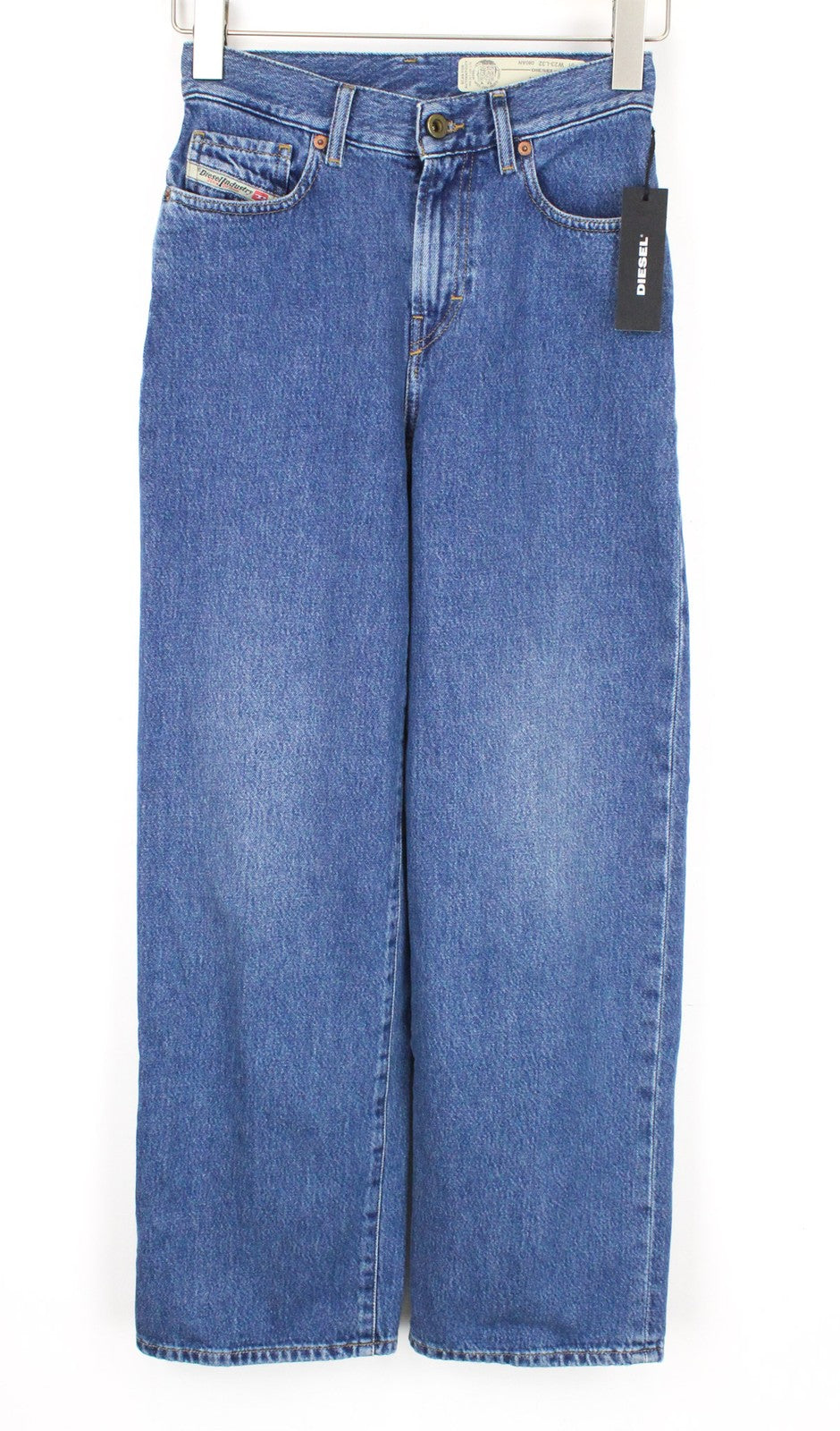 DIESEL Widee 080AN Women Jeans W23/L32 High Waisted Blue Straight Fit Cotton