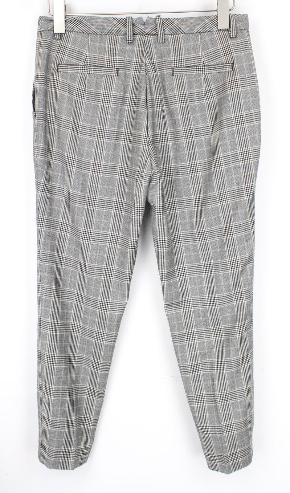 SUISTUDIO Robin moteriškos kelnės UK12S smėlio spalvos vilnos kašmyro languotas plonas kirpimas 