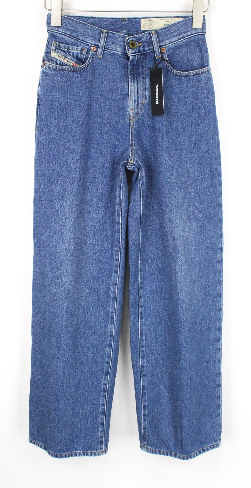 DIESEL Widee 080AN Women Jeans W24/L32 Blue Straight Regular Fit Cotton Blend