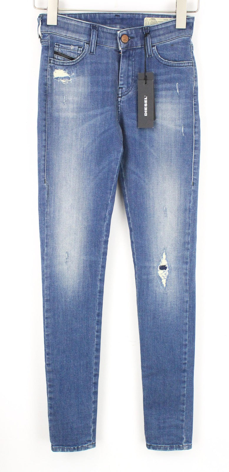 DIESEL Slandy 084MU Women Jeans W24/L32 Super Slim Skinny Girls Fit Blue Stretch