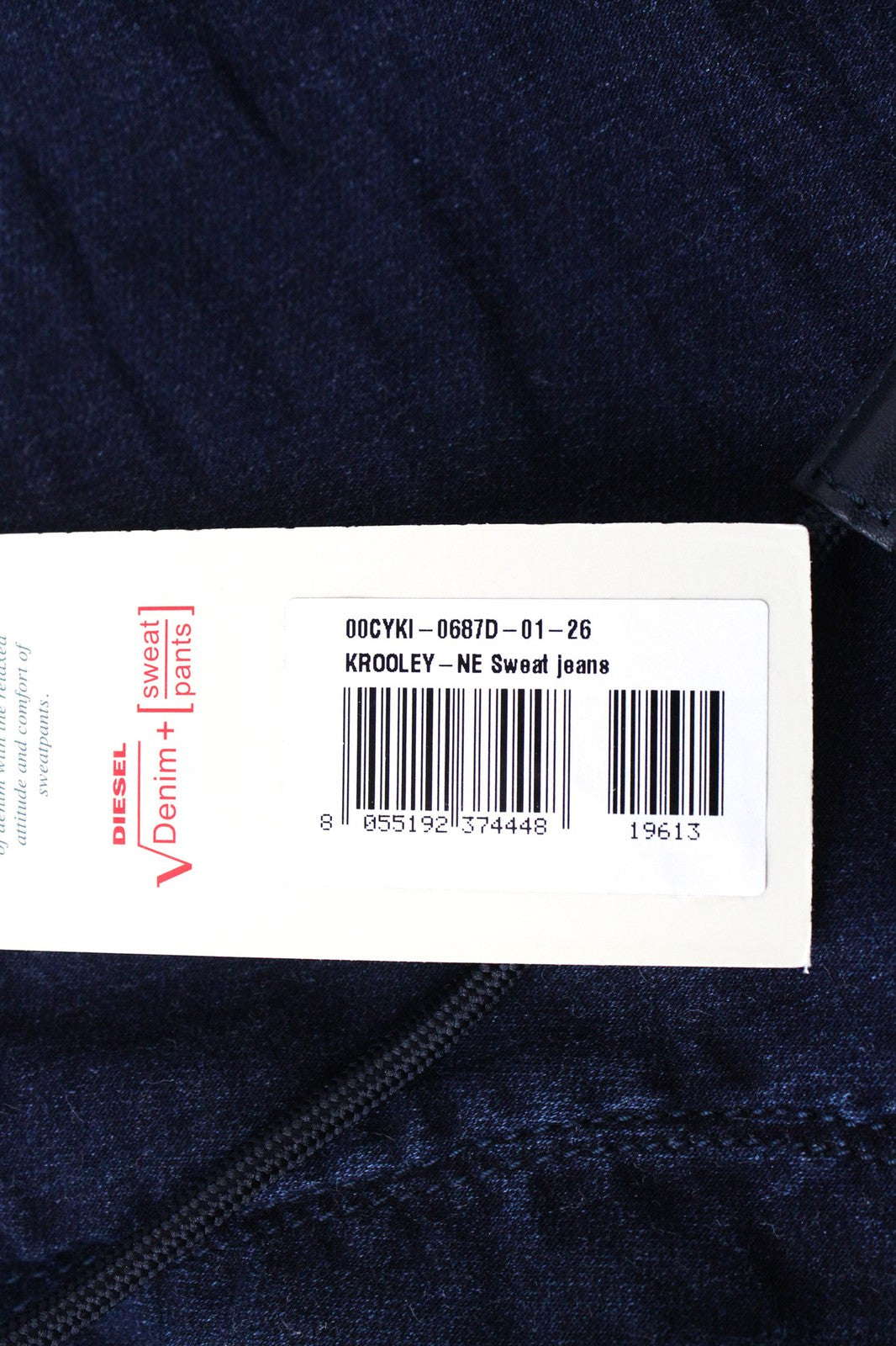 DIESEL Krooley-NE 0687D vyriški džinsai W26 Slim Carrot Faded Jogg mėlyni tamprūs 