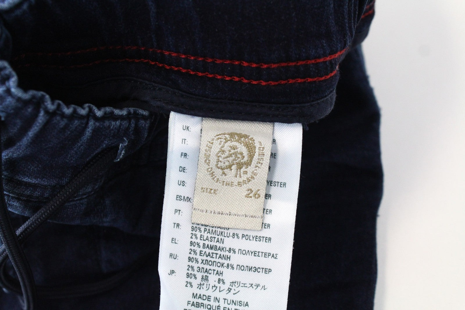 DIESEL Krooley-NE 0687D vyriški džinsai W26 Slim Carrot Faded Jogg mėlyni tamprūs 