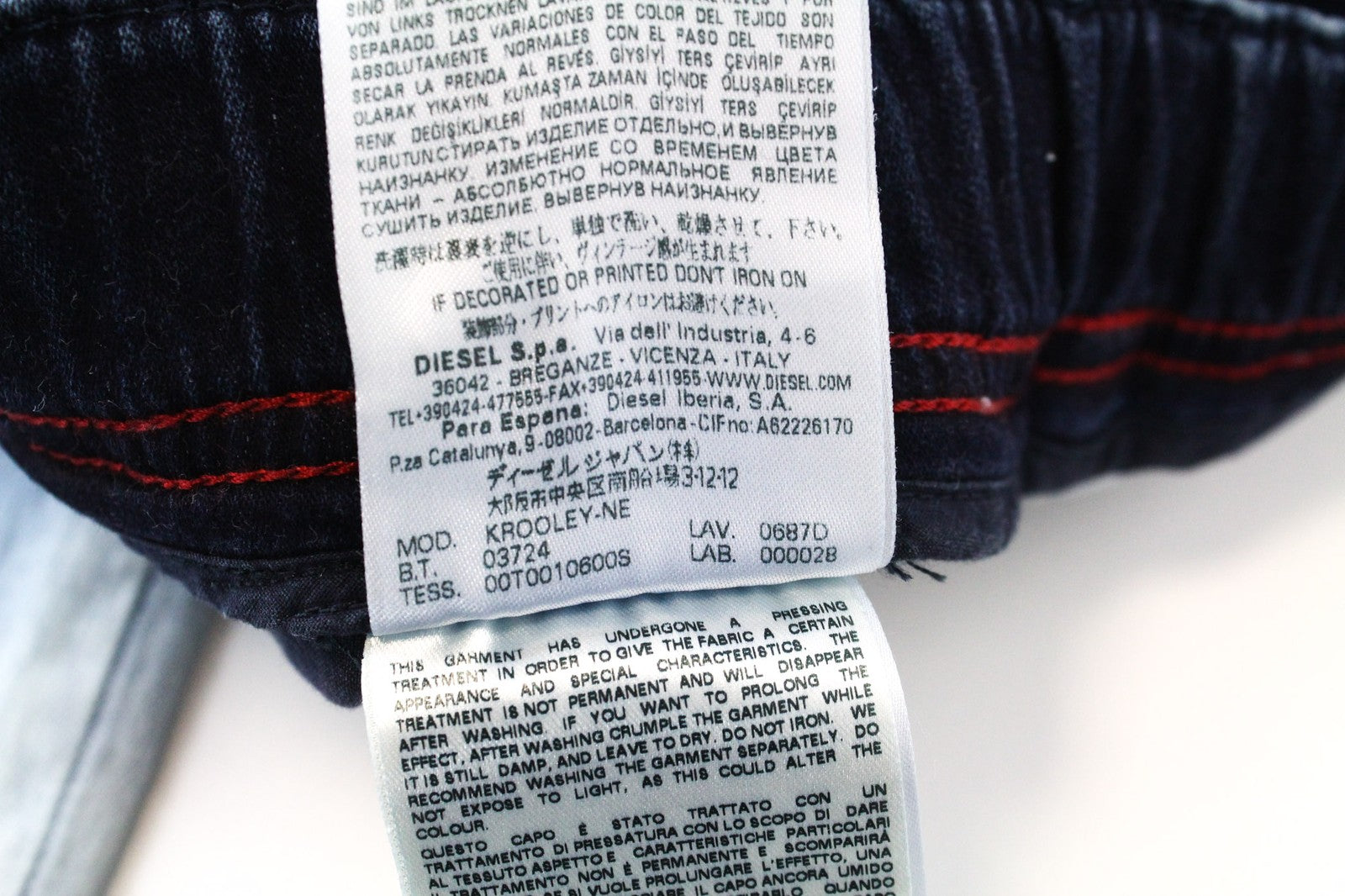 DIESEL Krooley-NE 0687D vyriški džinsai W26 Slim Carrot Faded Jogg mėlyni tamprūs 