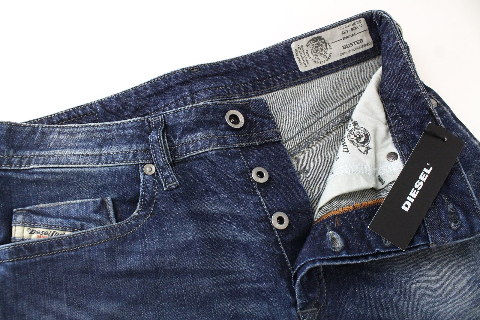 DIESEL Buster R853R vyriški džinsai W28/L32 Regular Slim Tapered Stretch mėlyni džinsai 