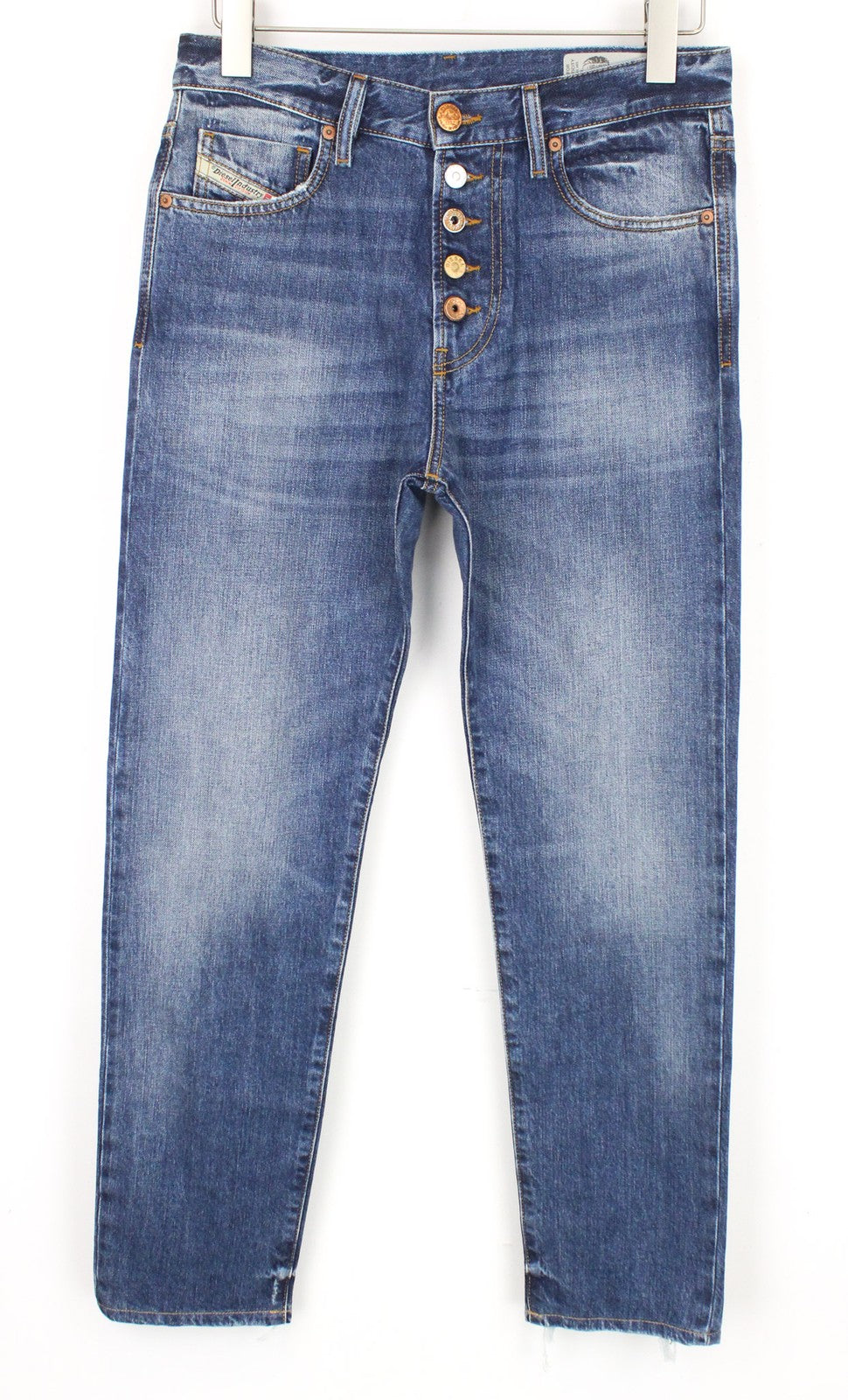 DIESEL Mharky 085AG Men Jeans W29/L32 Slim Skinny Fit Washed Blue Pure Cotton