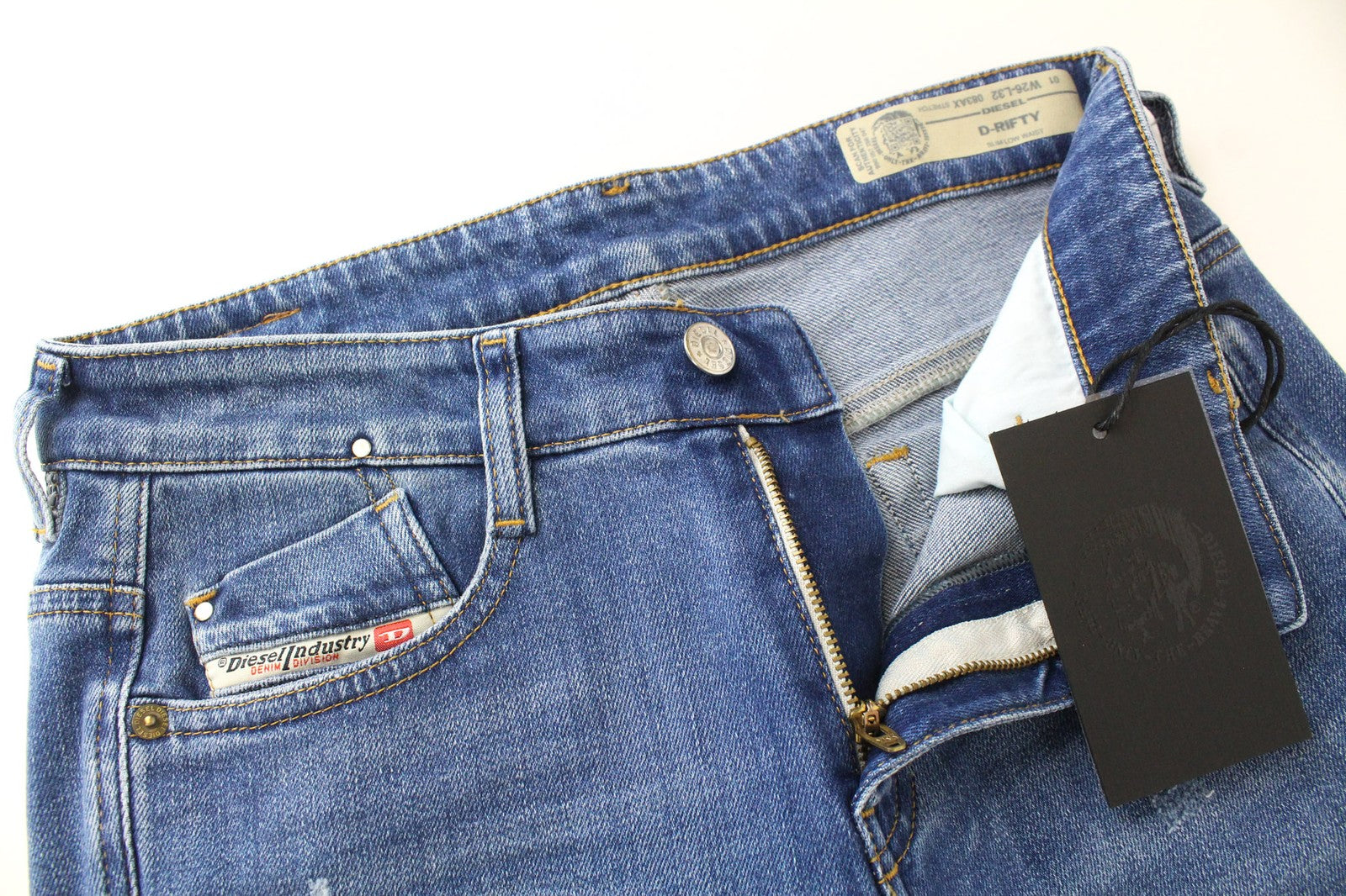 DIESEL D-Rifty 083AX Women Jeans W26/L32 Distressed Slim Blue Stretch Low Rise