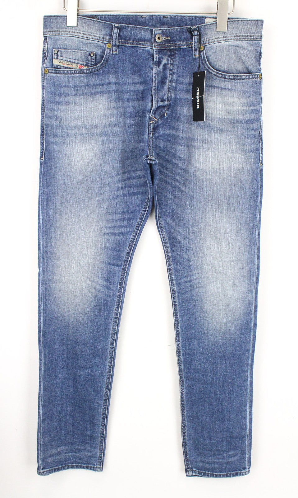 DIESEL Tepphar 0842H vyriški džinsai W33/L32 Slim morkų mėlynos spalvos tamprūs su sagomis 