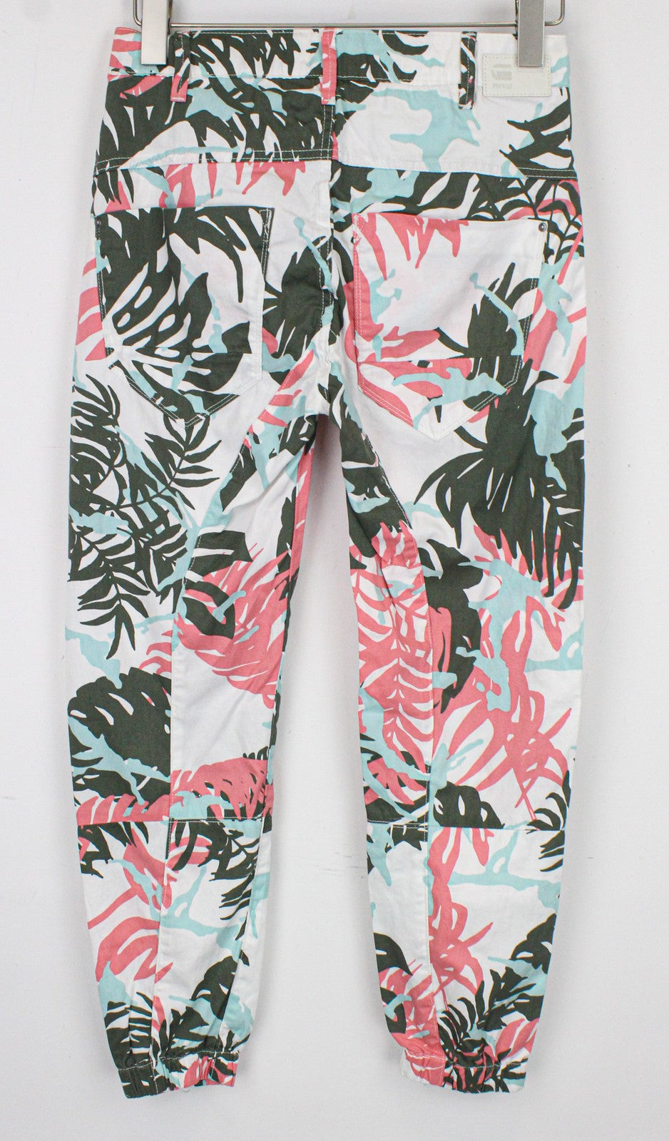 G-STAR RAW Army-S moteriškos kelnės W23/L34 baltos medvilninės siaurėjančios kelnės su lapų raštu 