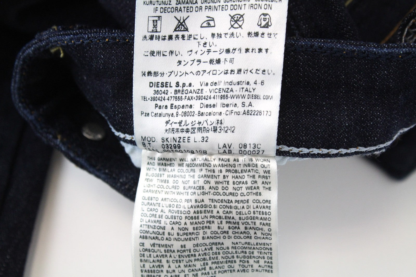 DIESEL Skinzee 0813C Women Jeans W23/L32 Super Slim Skinny Blue Stretch Fitted