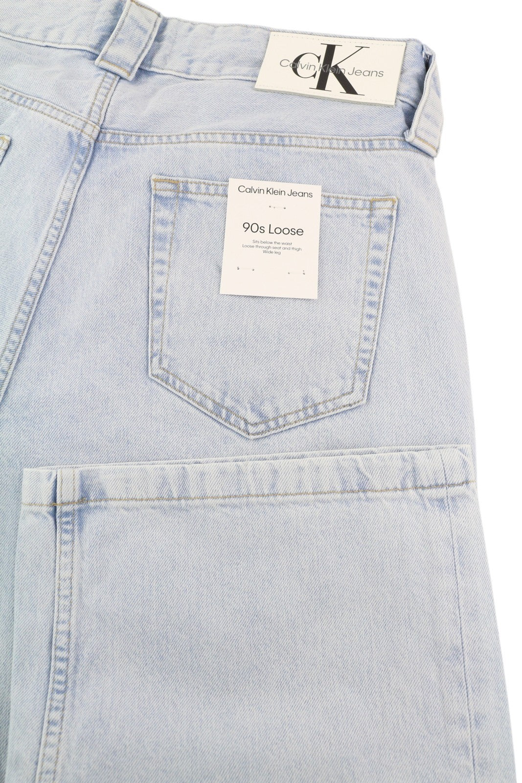 CALVIN KLEIN 90-ųjų laisvi vyriški džinsai W31 šviesiai mėlyni skalbti išblukę plisuoti užtrauktukai 