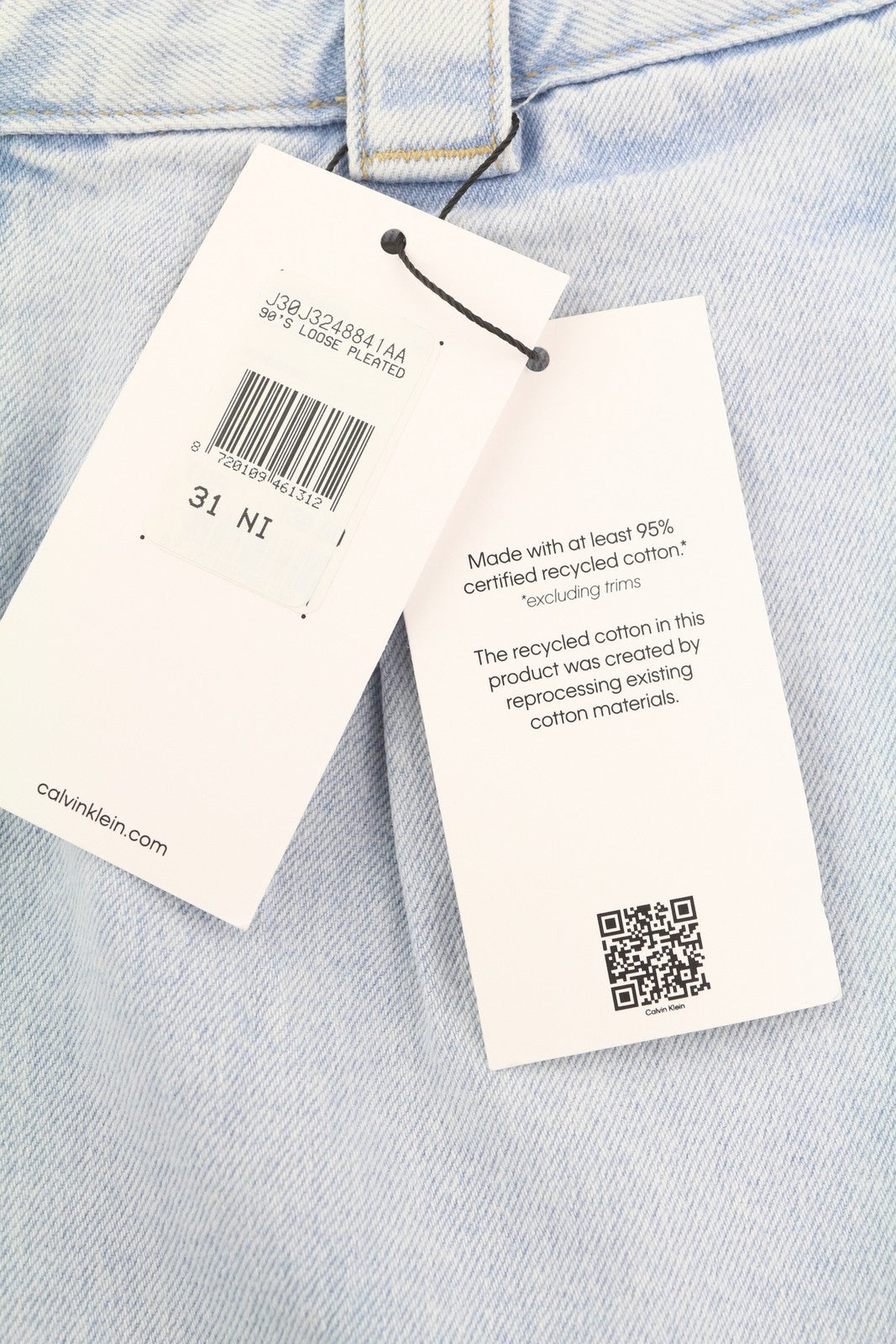 CALVIN KLEIN 90-ųjų laisvi vyriški džinsai W31 šviesiai mėlyni skalbti išblukę plisuoti užtrauktukai 