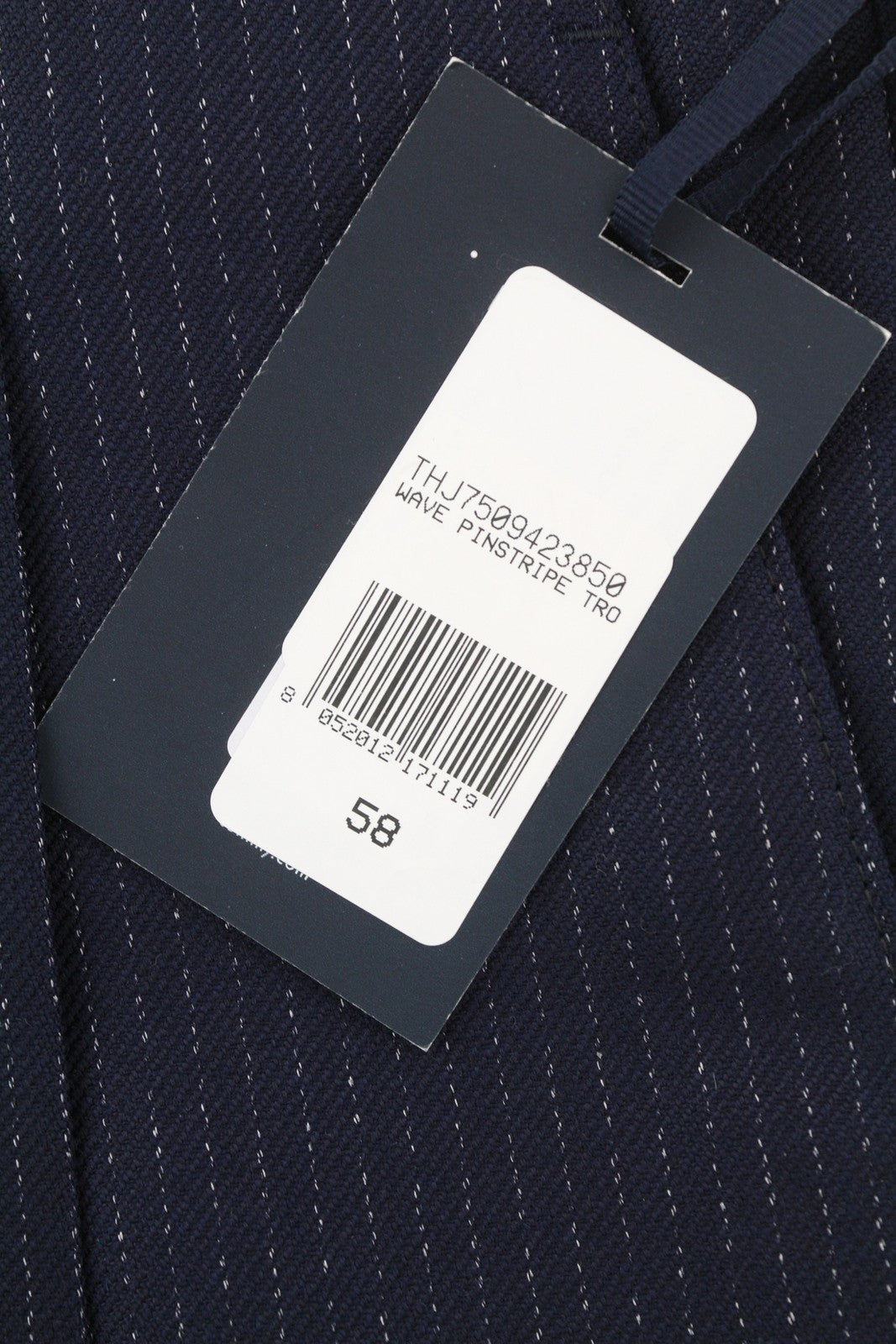 TOMMY HILFIGER Wave Pinstripe vyriškos kelnės W40 mėlynos vilnos mišinio klostuotos, rekomenduojama kaina 169 € 