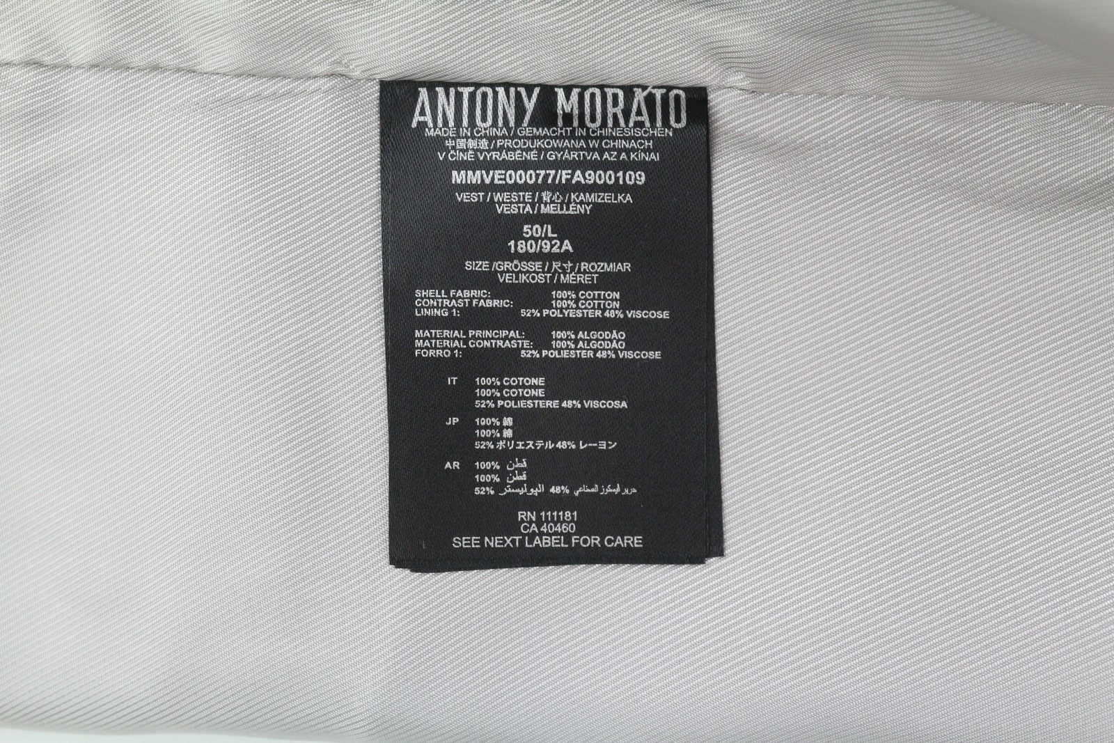 ANTONY MORATO vyriška liemenė L tamsiai mėlyna su įpjova atvartu, dvieilis pamušalas