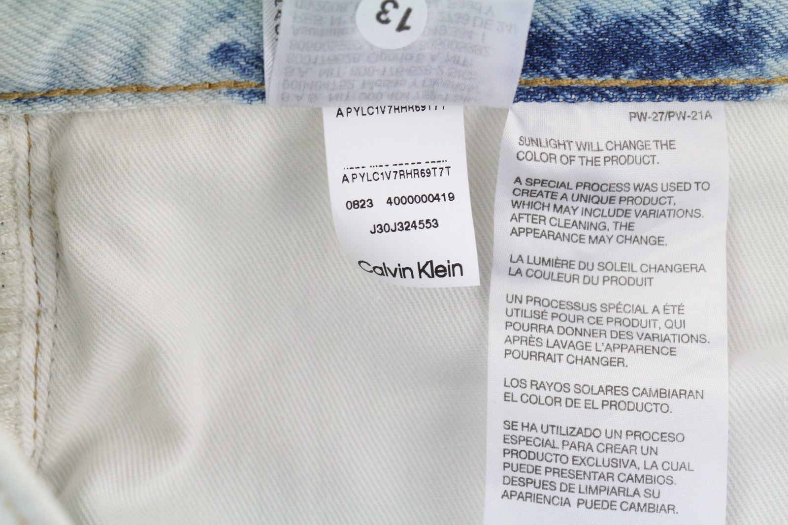 CALVIN KLEIN Regular Taper Men Jeans W33/L30 Light Blue Washed Denim Zip Fly