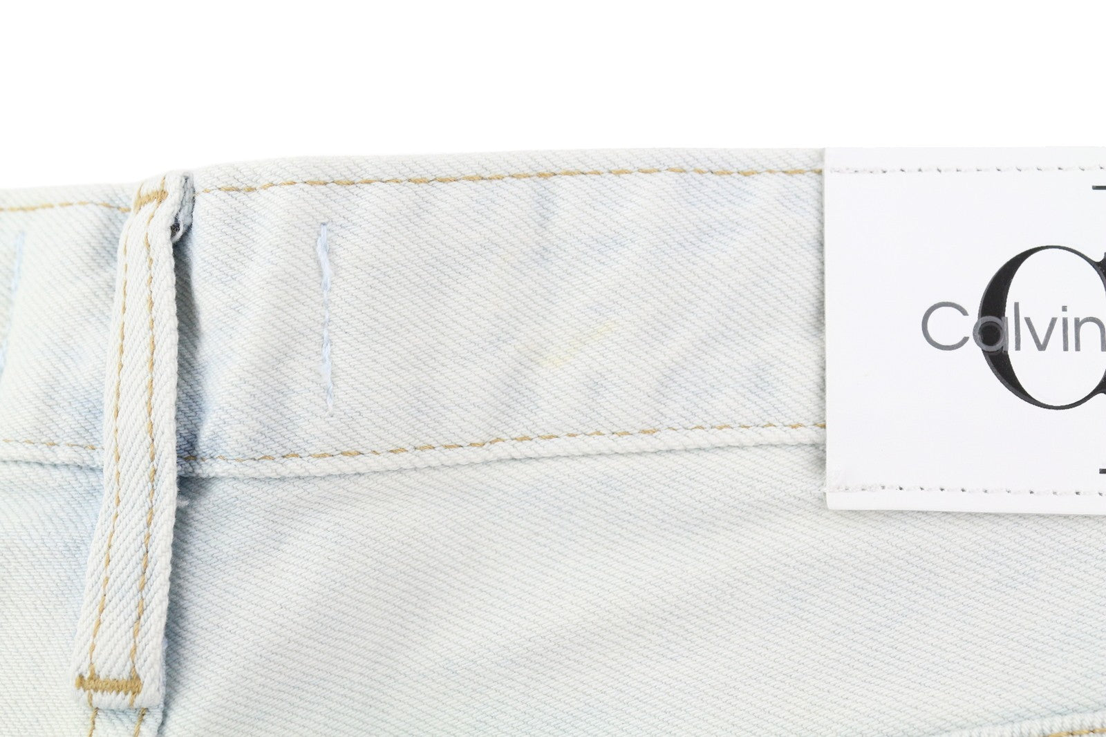 CALVIN KLEIN Regular Taper Men Jeans W33/L30 Light Blue Washed Denim Zip Fly