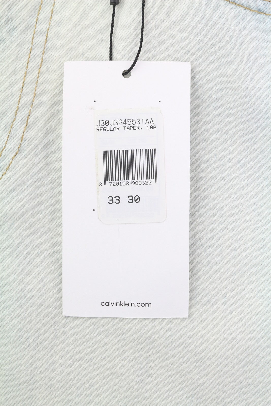 CALVIN KLEIN Regular Taper Men Jeans W33/L30 Light Blue Washed Denim Zip Fly