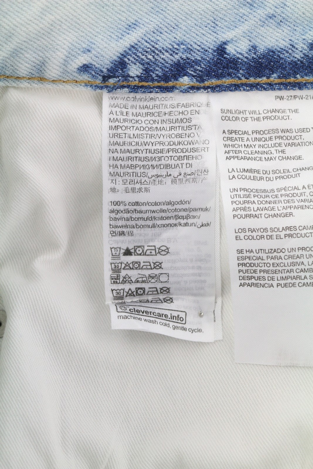 CALVIN KLEIN Regular Taper Men Jeans W33/L30 Light Blue Washed Denim Zip Fly