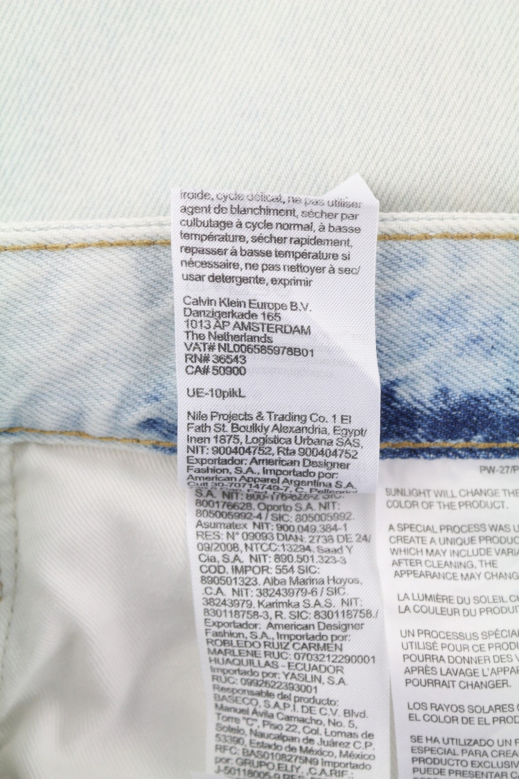 CALVIN KLEIN Regular Taper Men Jeans W33/L30 Light Blue Washed Denim Zip Fly