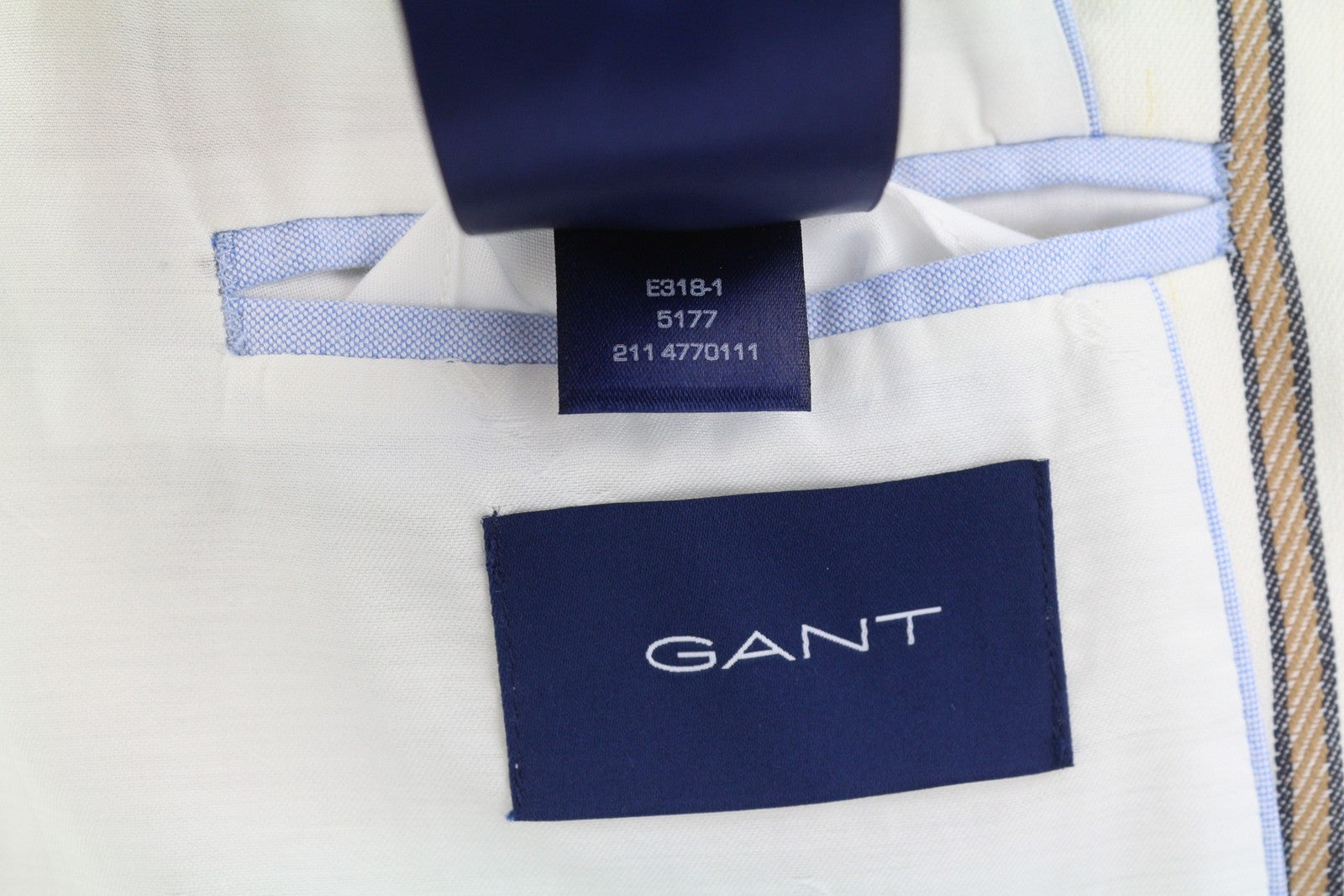 GANT dryžuotas lininis tiesus moteriškas švarkas EU38 balkšvas lininio mišinio audinys su įpjova atvarte 