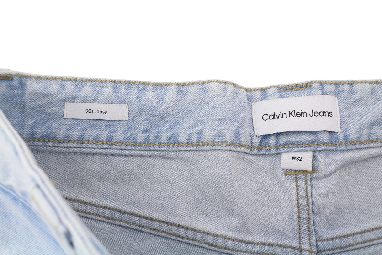 CALVIN KLEIN 90-ųjų laisvi vyriški džinsai W32 šviesiai mėlyni skalbti išblukę plisuoti užtrauktukai 