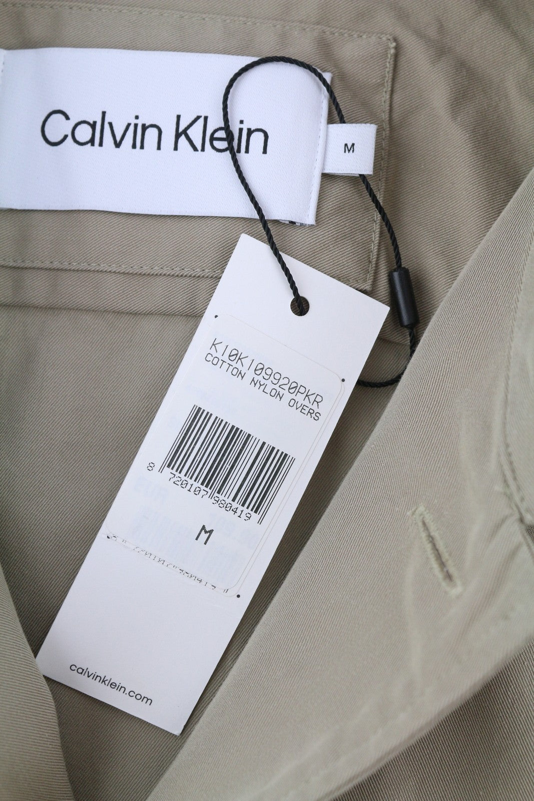 CALVIN KLEIN Men Shirt M Beige Button-Up Spread Patch Pockets Overshirt RRP€119