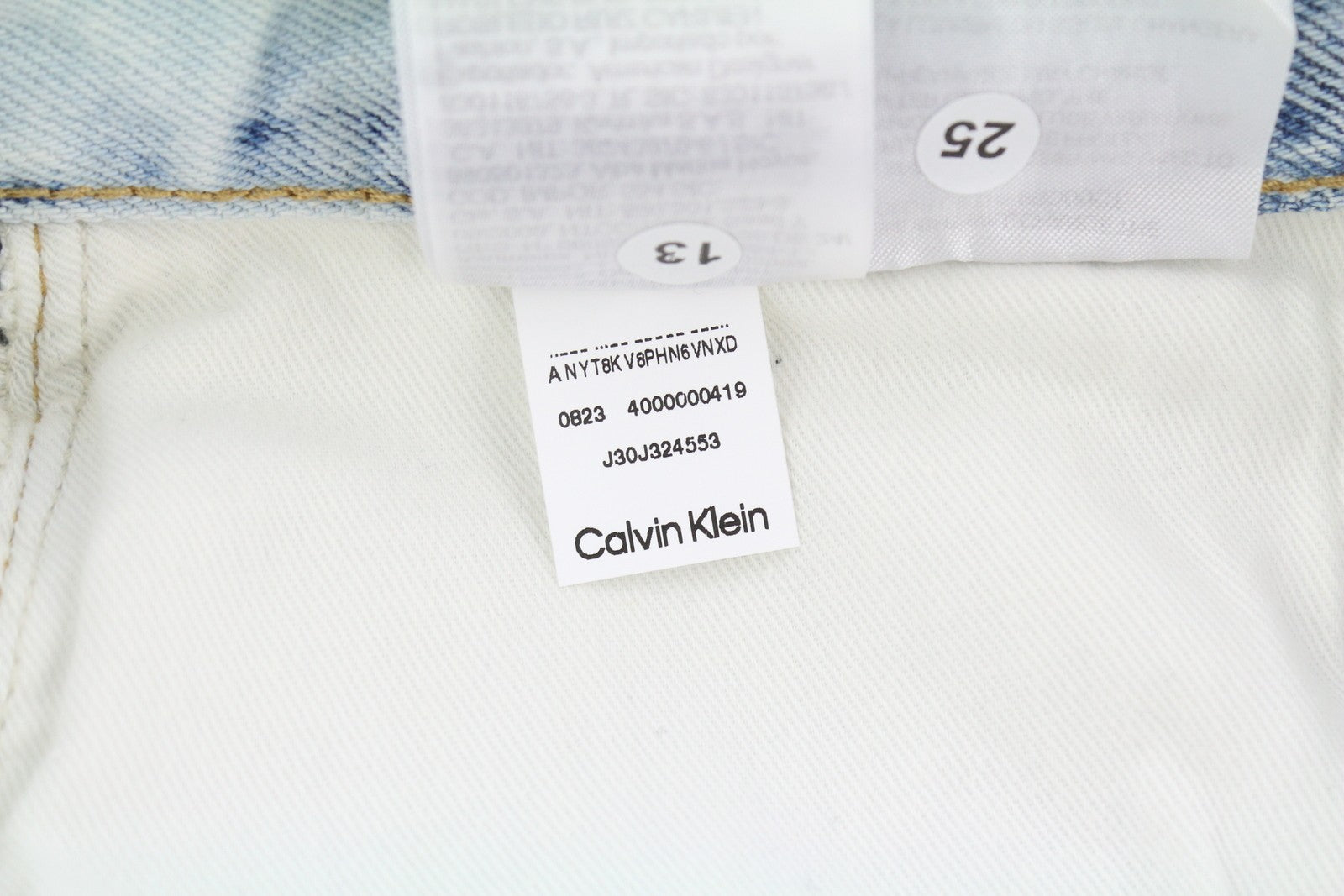 CALVIN KLEIN Regular Taper vyriški džinsai W30/L32 šviesiai mėlyni skalbto džinso užtrauktuku 