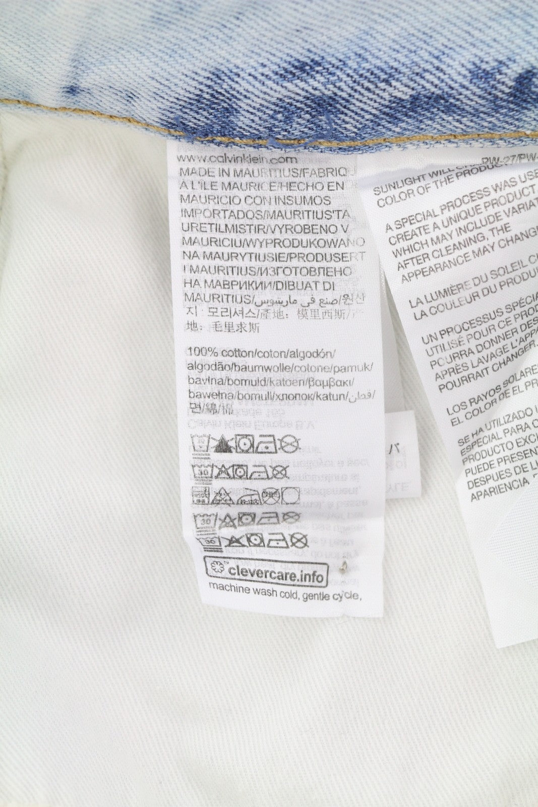 CALVIN KLEIN Regular Taper vyriški džinsai W30/L32 šviesiai mėlyni skalbto džinso užtrauktuku 