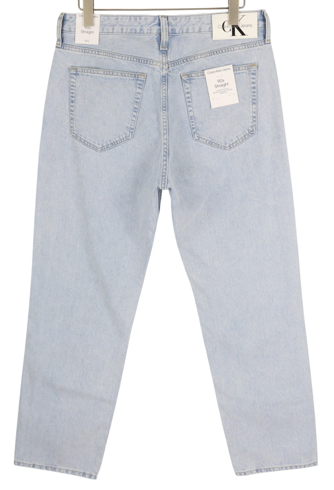 CALVIN KLEIN 90s Straight Men Jeans W32 Light Blue Washed Faded Zipper Denim