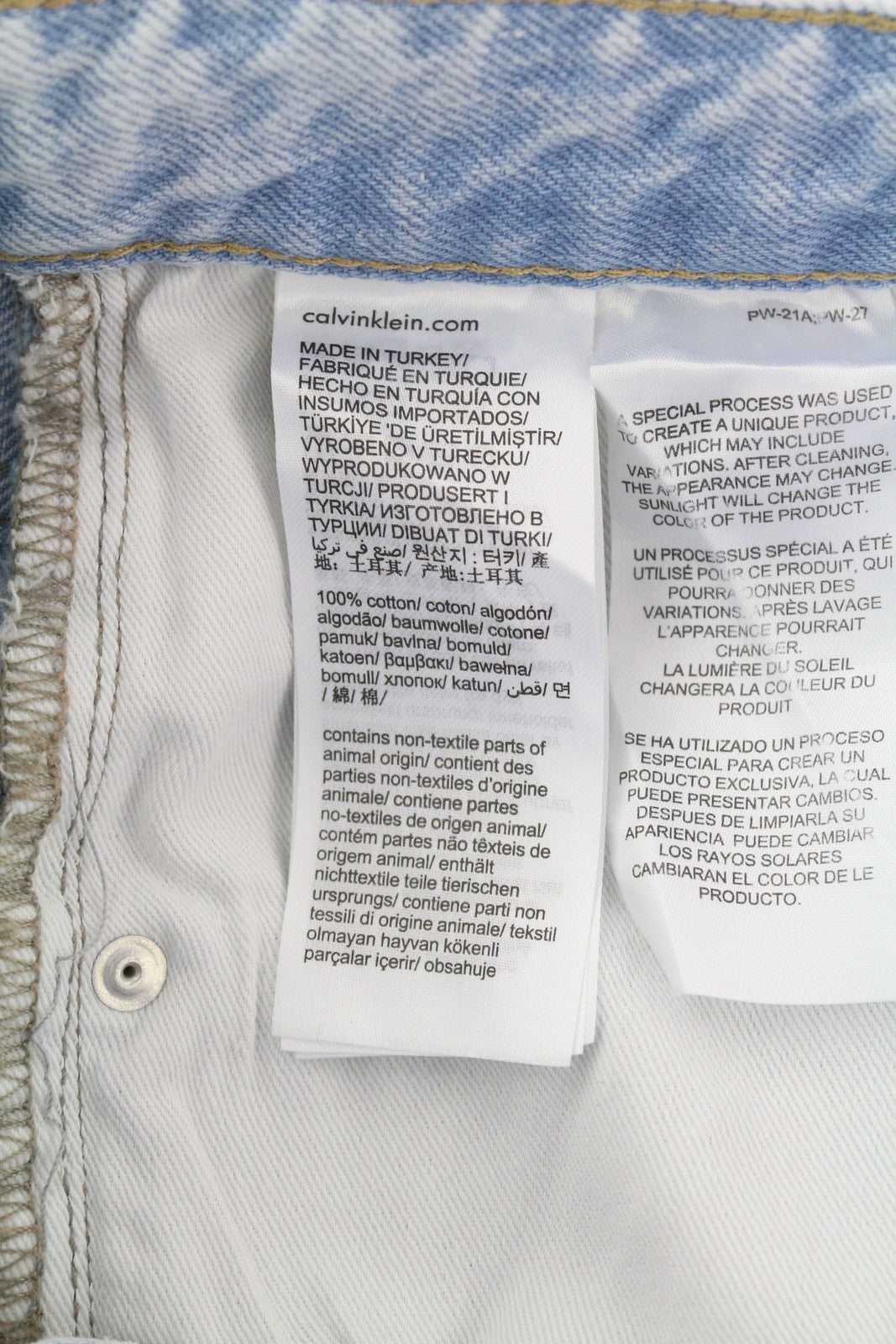 CALVIN KLEIN 90s Straight Men Jeans W32 Light Blue Washed Faded Zipper Denim