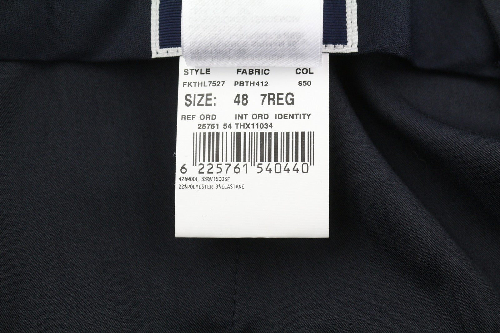 TOMMY HILFIGER vyriškos kelnės, 48 ​​dydžio, tamsiai mėlynos, THFlex vilnos mišinio, plonos, plokščios priekinės dalies. 