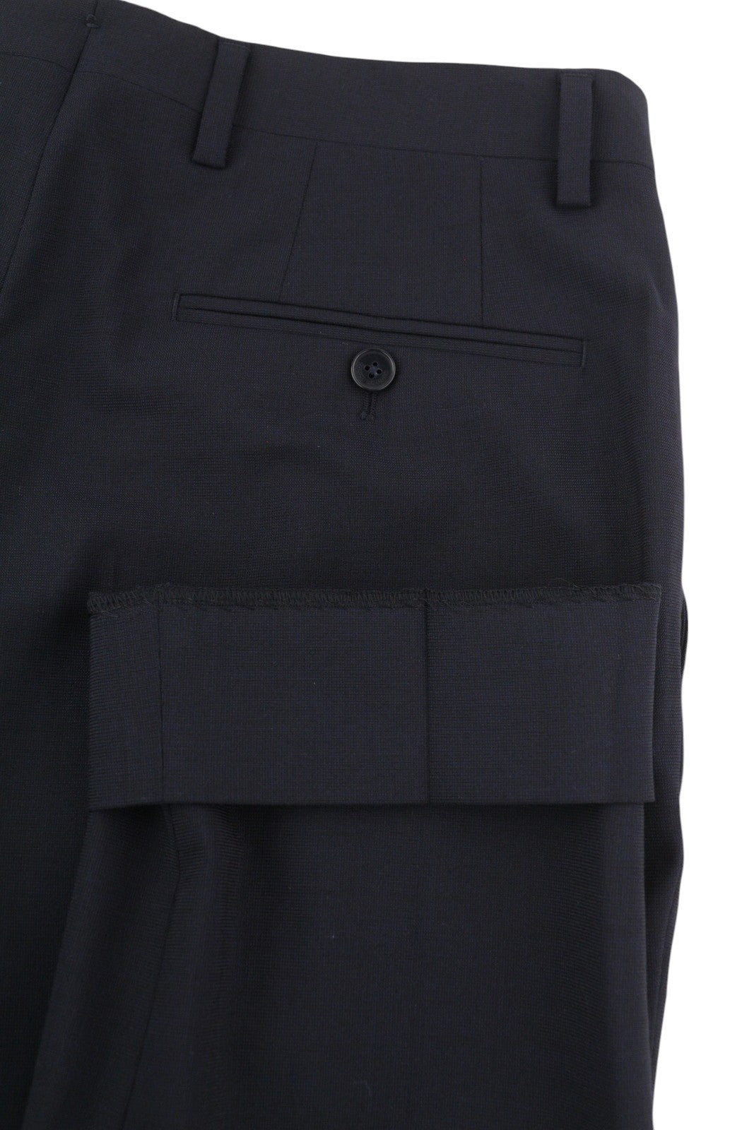 TOMMY HILFIGER vyriškos kelnės, 48 ​​dydžio, tamsiai mėlynos, THFlex vilnos mišinio, plonos, plokščios priekinės dalies. 