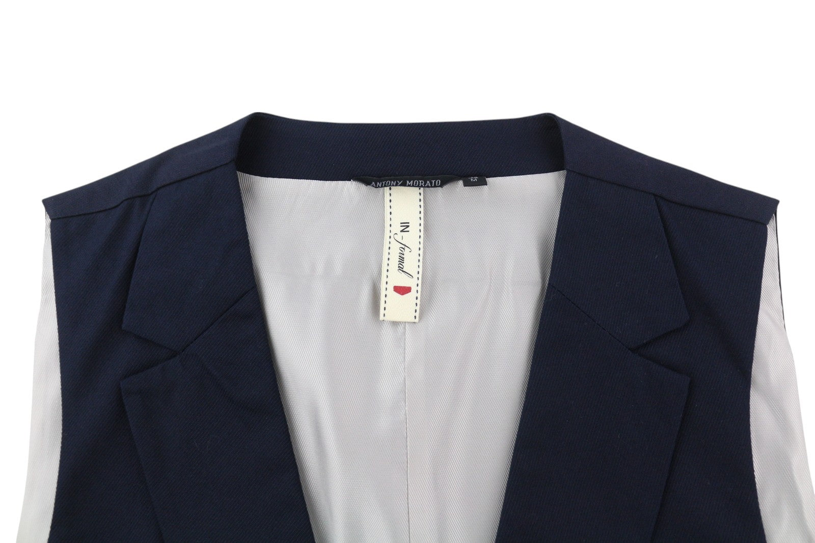 ANTONY MORATO vyriška liemenė M tamsiai mėlyna su įpjova ir atvartu, dvieilė pamušalu 