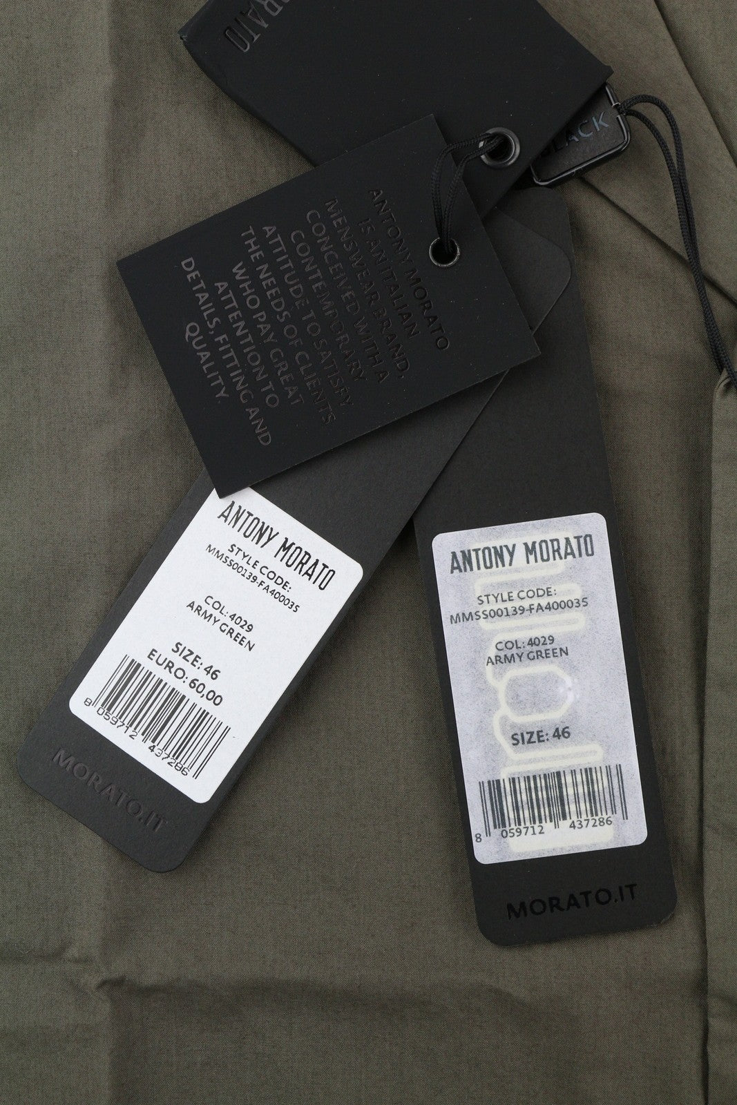 ANTONY MORATO vyriški marškinėliai su tiesiomis rankovėmis, S dydžio, žali, su įpjova ir sagomis.