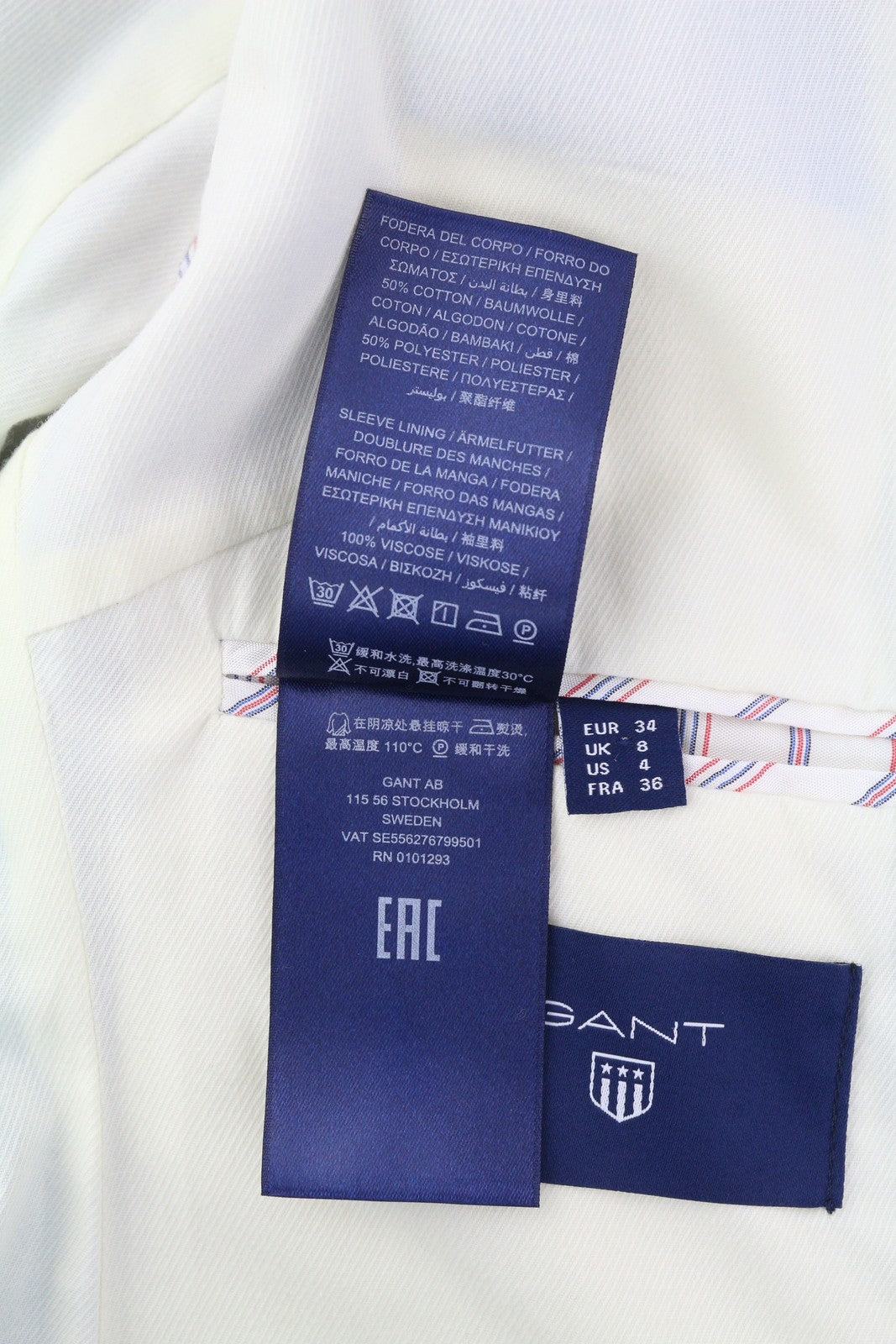 GANT moteriškas švarkas, 34 dydžio, mėlynas lino mišinio švarkas, su įpjovomis atvarte, vienaeilis, laisvalaikio stiliaus, su pamušalu. 