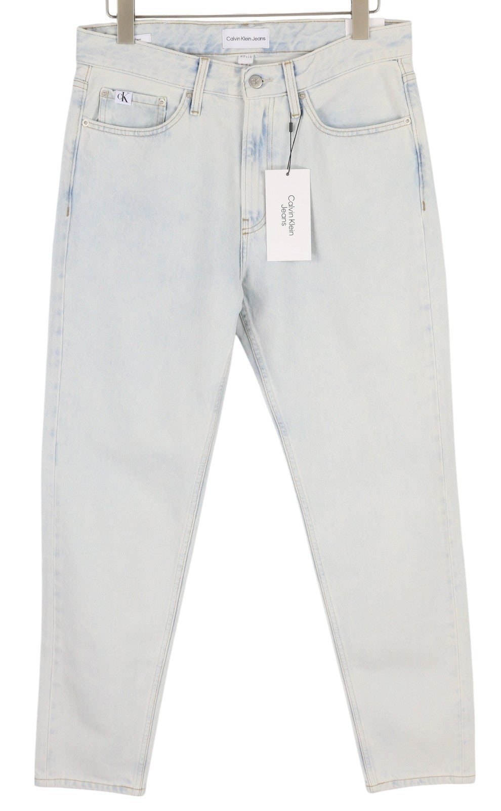 CALVIN KLEIN Regular Taper Men Jeans W31/L32 Light Blue Washed Denim Zipper