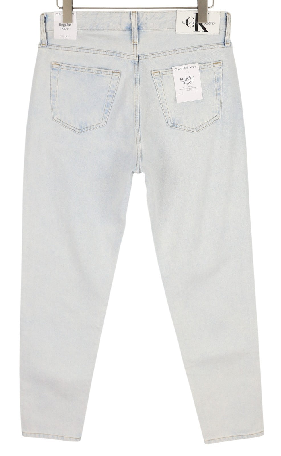 CALVIN KLEIN Regular Taper Men Jeans W31/L32 Light Blue Washed Denim Zipper