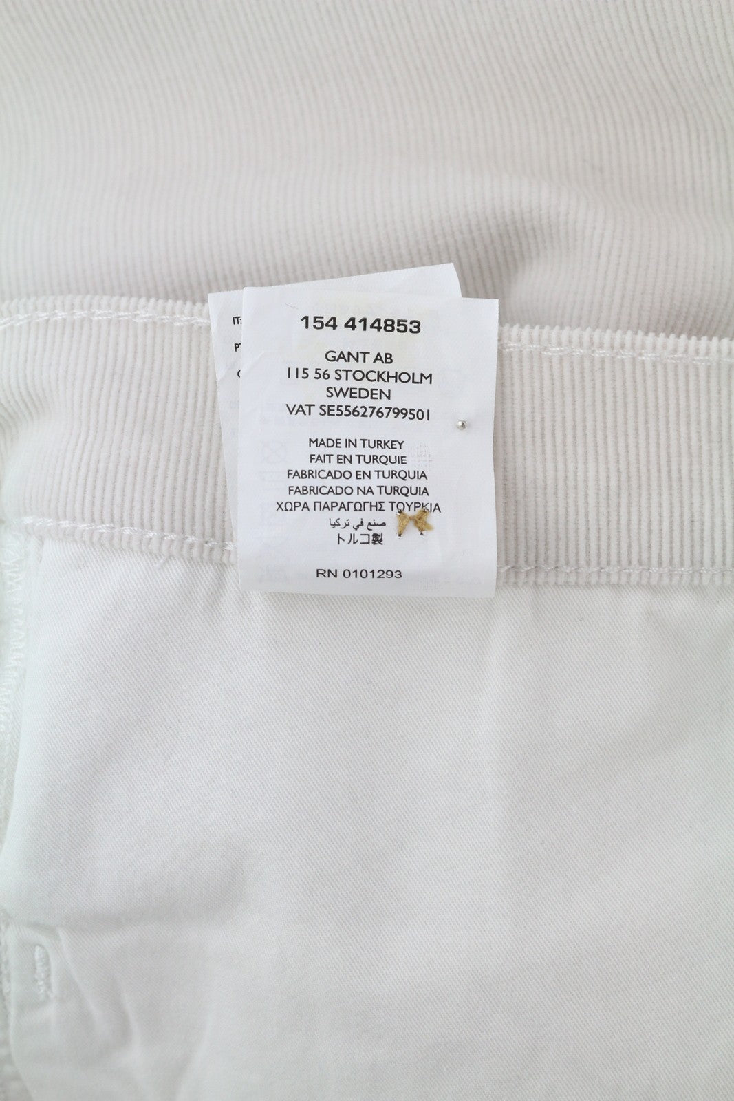 GANT Rugger The Cordster moteriškos kelnės W31/L34 dramblio kaulo spalvos velveto su užtrauktuku ir kulkšnies įstriža dalimi 