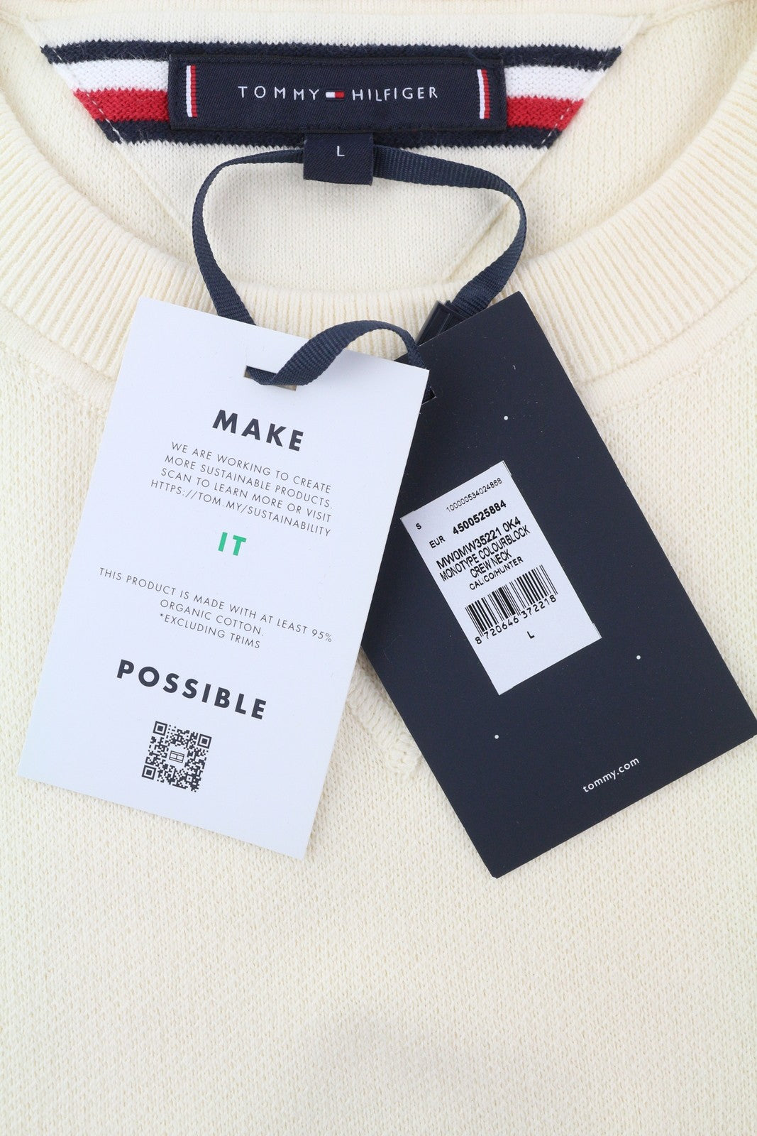 TOMMY HILFIGER Monotype Colourblock Crew Neck vyriškas megztinis L dydžio megztinis su megztiniu, rekomenduojama kaina – 139 € 