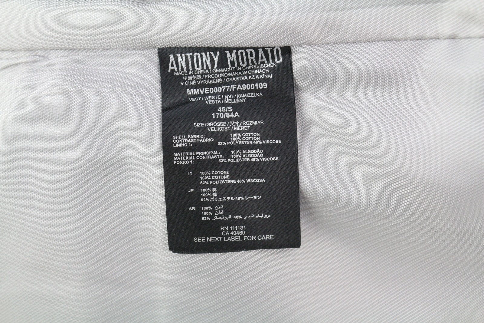 ANTONY MORATO vyriška liemenė S tamsiai mėlyna su įpjova atvartu, dviguba eile, pamušalu