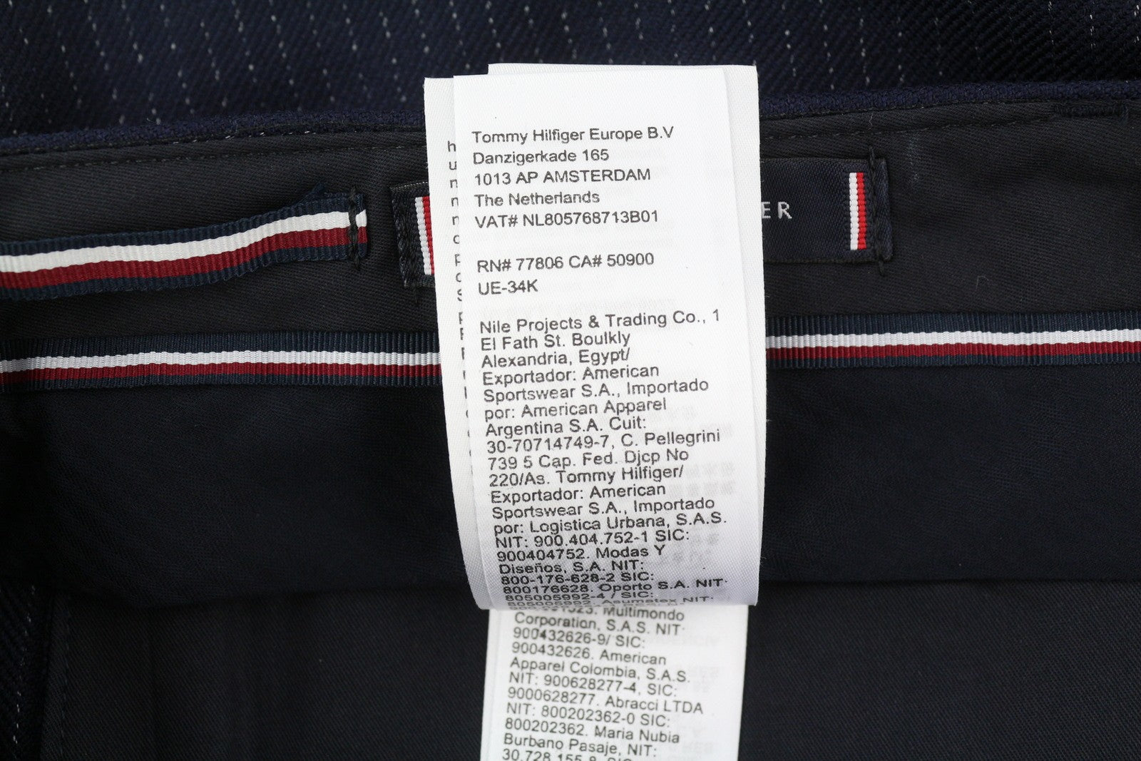 TOMMY HILFIGER Wave Pinstripe vyriškos kelnės W35 mėlynos vilnos mišinio klostuotos, rekomenduojama kaina 169 € 