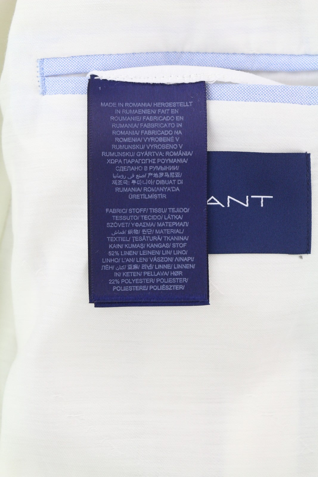 GANT dryžuotas lininis tiesus moteriškas švarkas EU42 balkšvas lininio mišinio audinys su įpjova atvarte 