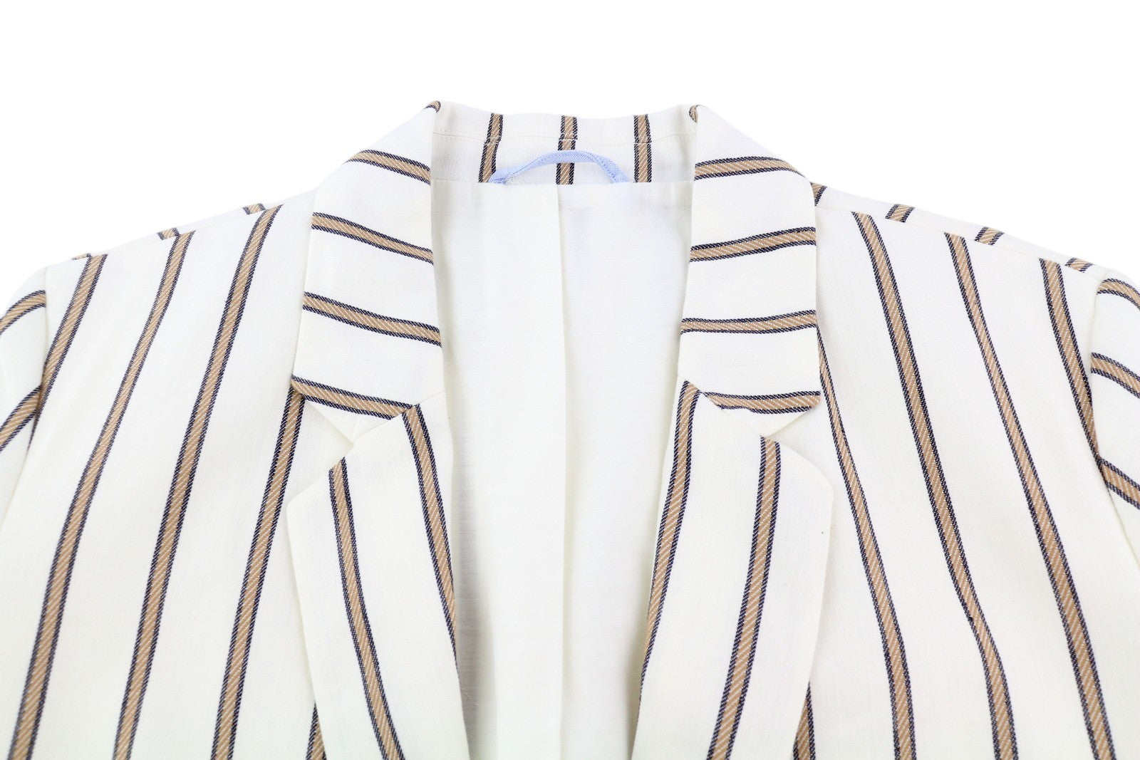 GANT dryžuotas lininis tiesus moteriškas švarkas EU42 balkšvas lininio mišinio audinys su įpjova atvarte 