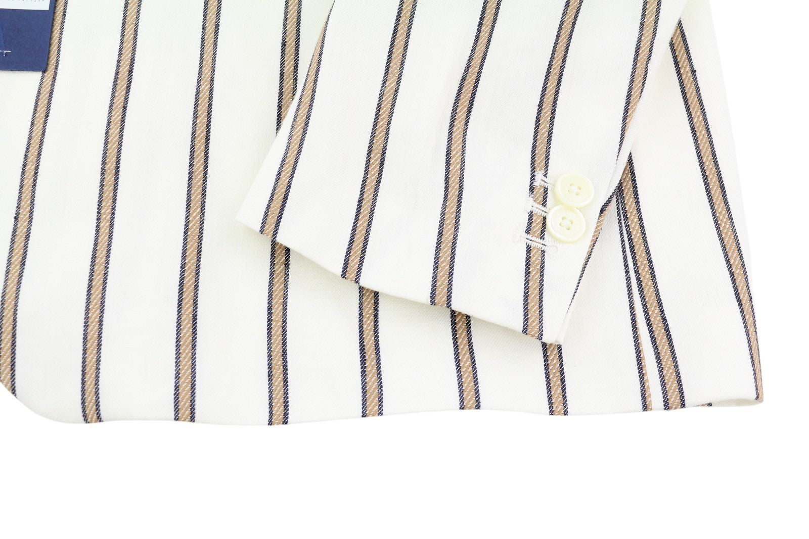 GANT dryžuotas lininis tiesus moteriškas švarkas EU42 balkšvas lininio mišinio audinys su įpjova atvarte 