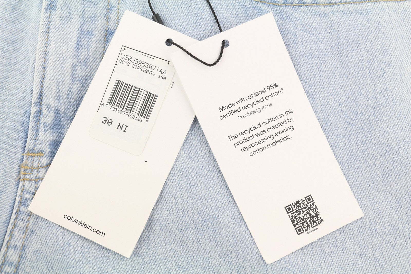 CALVIN KLEIN 90-ųjų tiesūs vyriški džinsai W30 šviesiai mėlyni skalbti išblukę užtrauktukai Fly Denim 