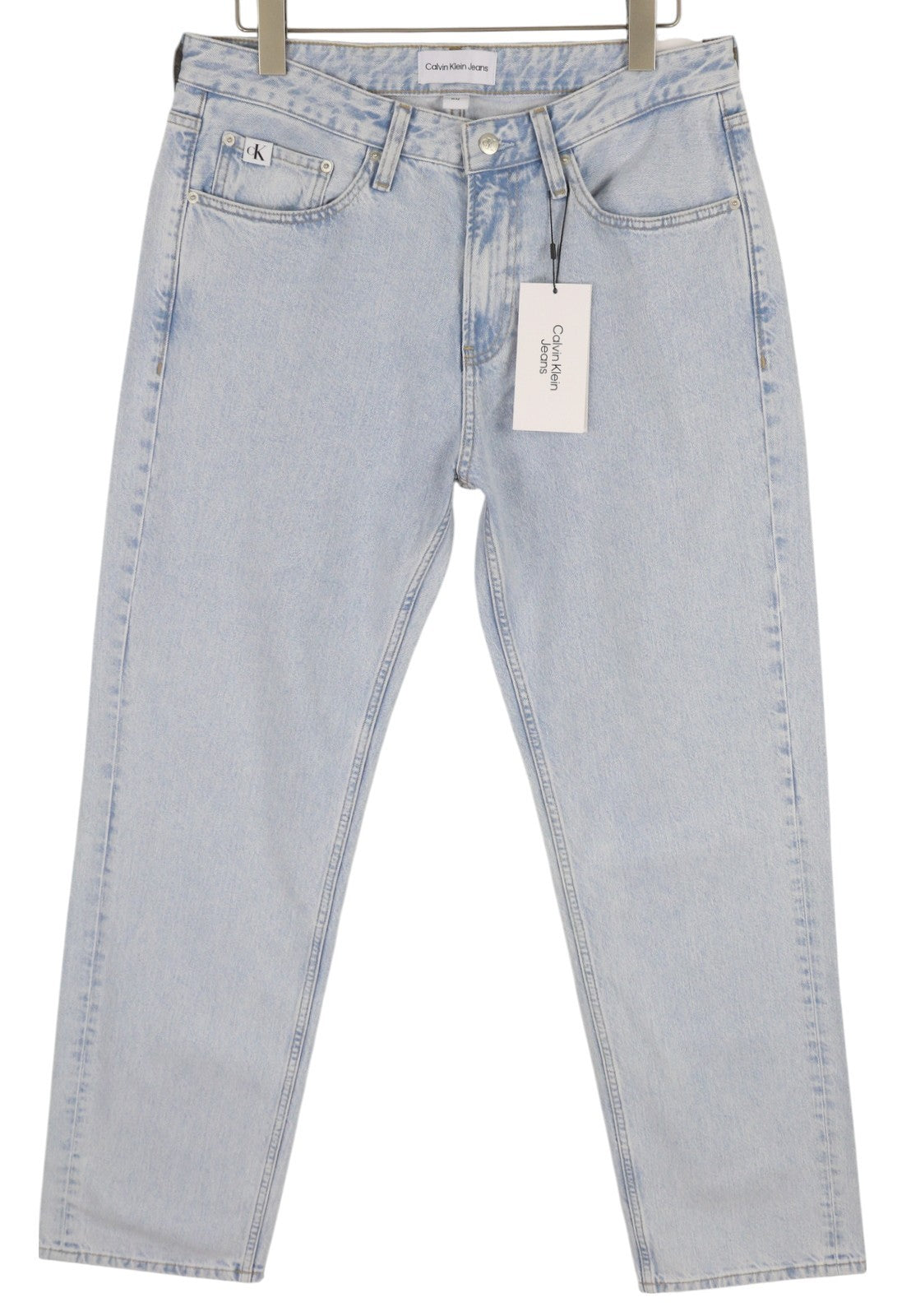 CALVIN KLEIN 90s Straight Men Jeans W32 Light Blue Washed Faded Zip Fly Denim