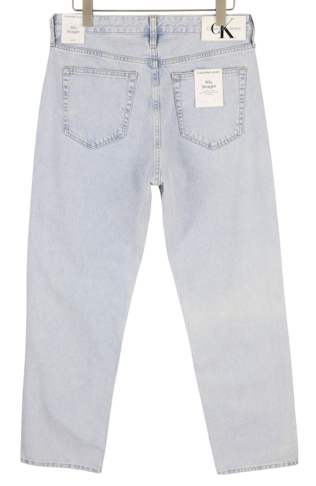 CALVIN KLEIN 90s Straight Men Jeans W32 Light Blue Washed Faded Zip Fly Denim