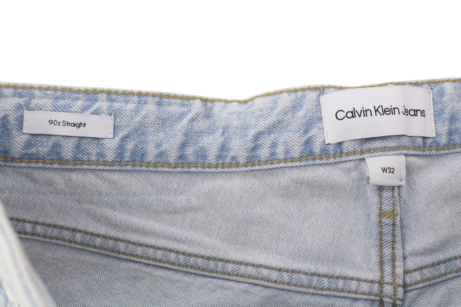 CALVIN KLEIN 90-ųjų tiesūs vyriški džinsai W32 šviesiai mėlyni skalbti išblukę užtrauktukai Fly Denim 