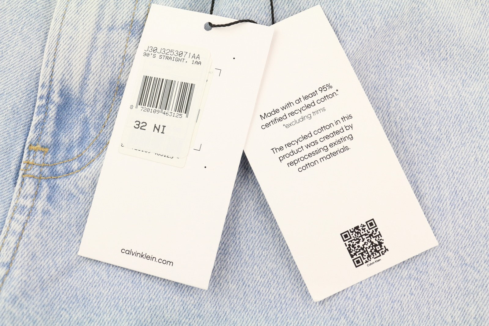 CALVIN KLEIN 90-ųjų tiesūs vyriški džinsai W32 šviesiai mėlyni skalbti išblukę užtrauktukai Fly Denim 